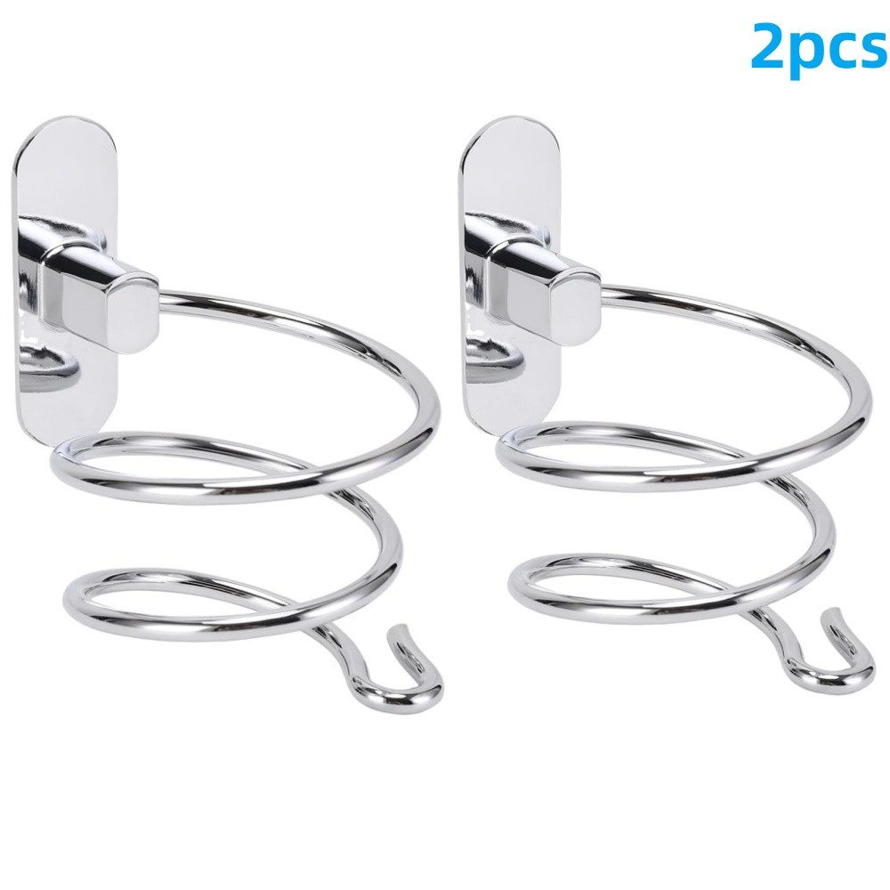 BlingBin Haartrocknerhalter und Glätteisenhalter Haartrocknerhalter Fönhalter Wandbefestigung Ohne Bohren, (2pcs, 2-tlg., 2er Set, Föhn Halterung Wandhalterung Edelstahl Verchromt Hochglänzend)