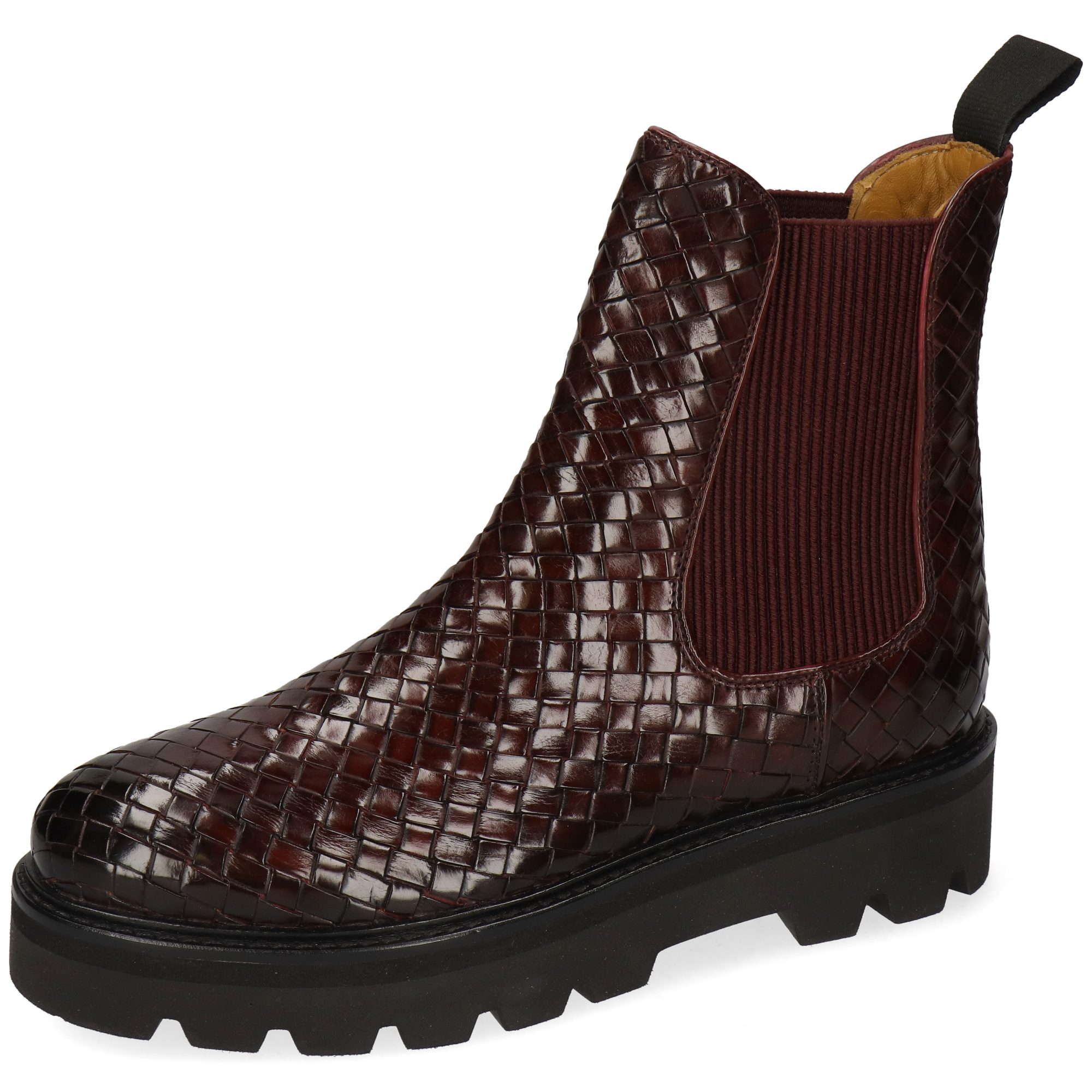Melvin & Hamilton Leonie 5 Leder-Chelsea Boots für Damen Stiefelette Plateausohlen, Echtes Leder, Vegetabile Gerbung, Von Hand geflochten