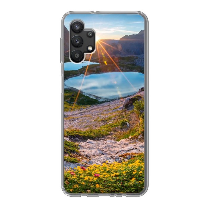 MuchoWow Handyhülle Alpen - See - Sonne Handyhülle Samsung Galaxy A32 5G Smartphone-Bumper Print Handy