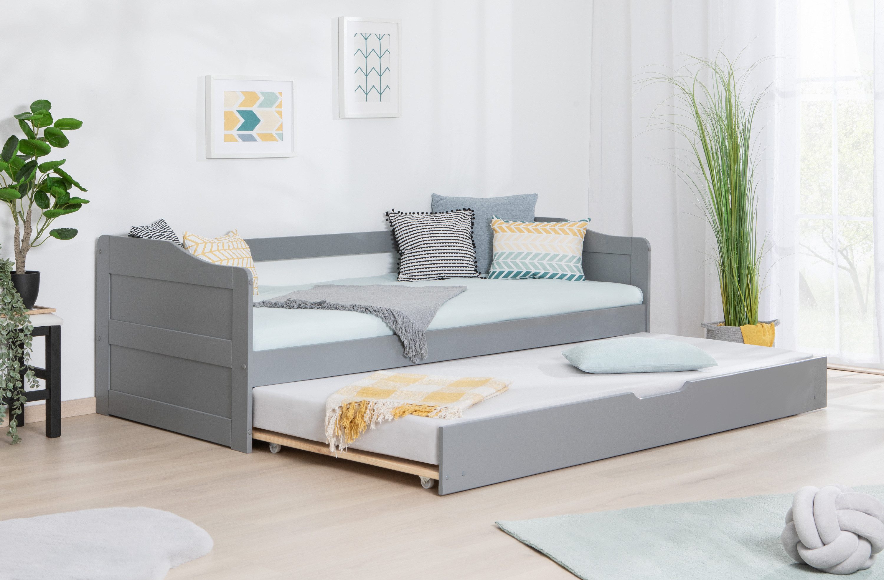 Ticaa Funktionsbett Funktionsbett Sofabett "Melinda" Kiefer massiv