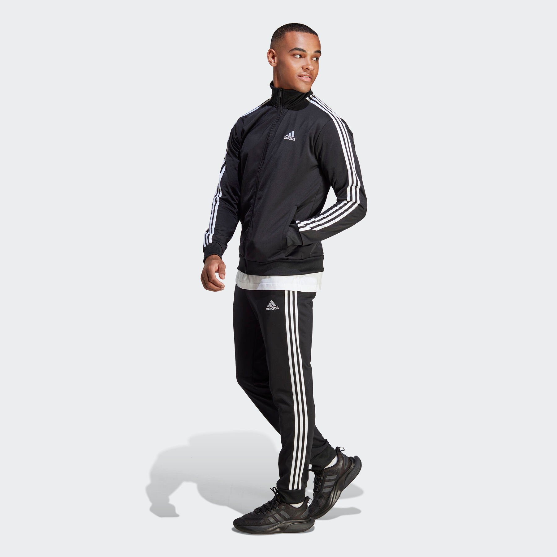 Black 3-STREIFEN adidas (2-tlg) Sportswear BASIC TRICOT Trainingsanzug