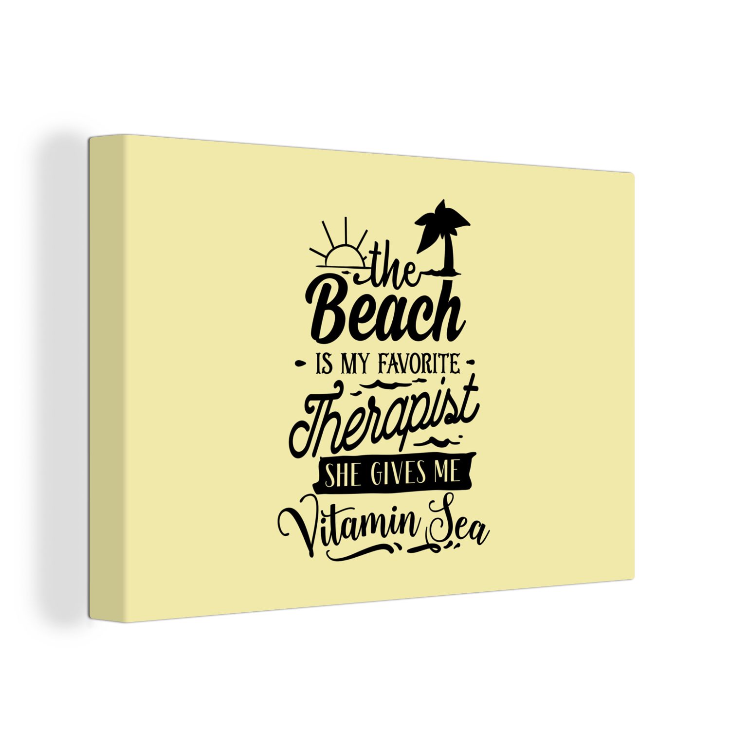 OneMillionCanvasses® Leinwandbild Sommer Sprichwörter Gelb, (1 St