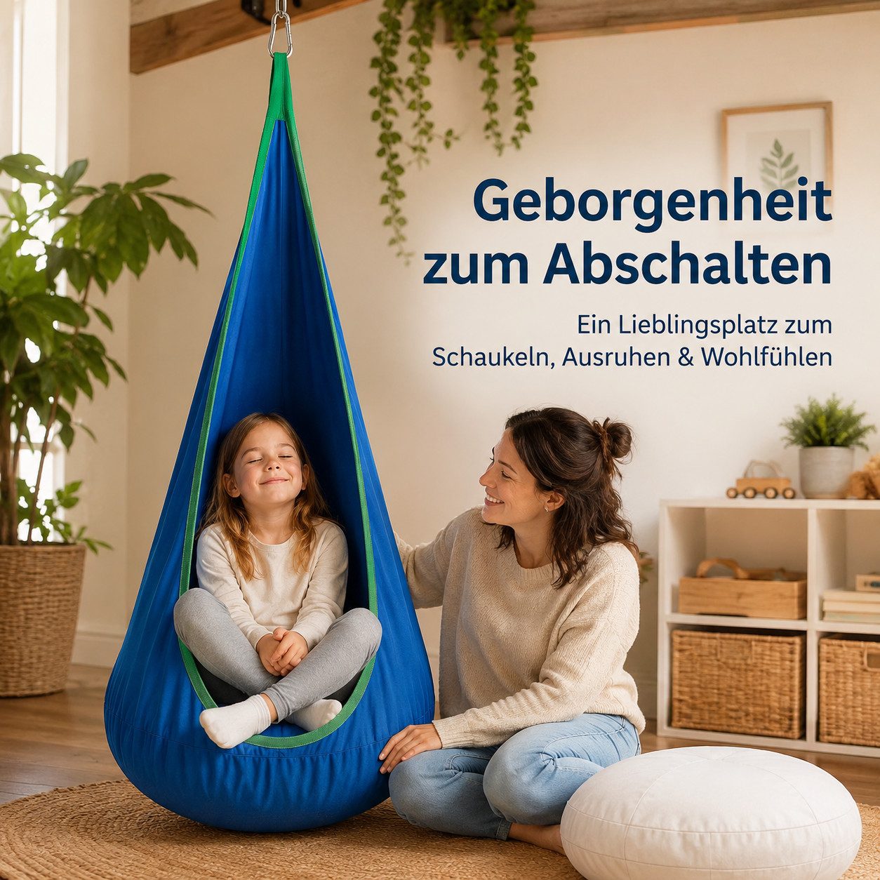 Kronenberg Hängehöhle (Kinder-Hängesessel aus Baumwolle), Fördert Gleichgewicht, bietet Entspannung und ist vielseitig nutzbar. – Bild 5 von 5