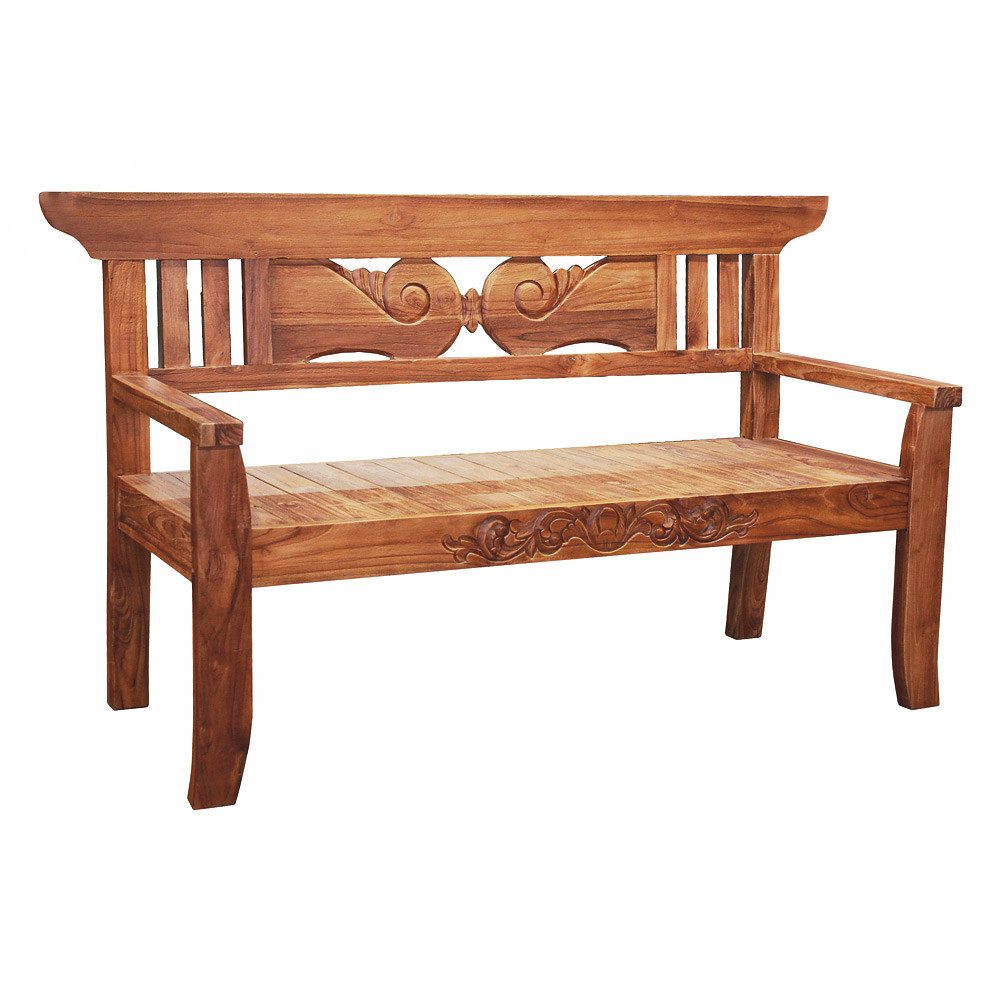 Lomadox Gartenbank HGA-120, Bank aus Teakholz, 3-Sitzer, ca. 150x64x97 cm