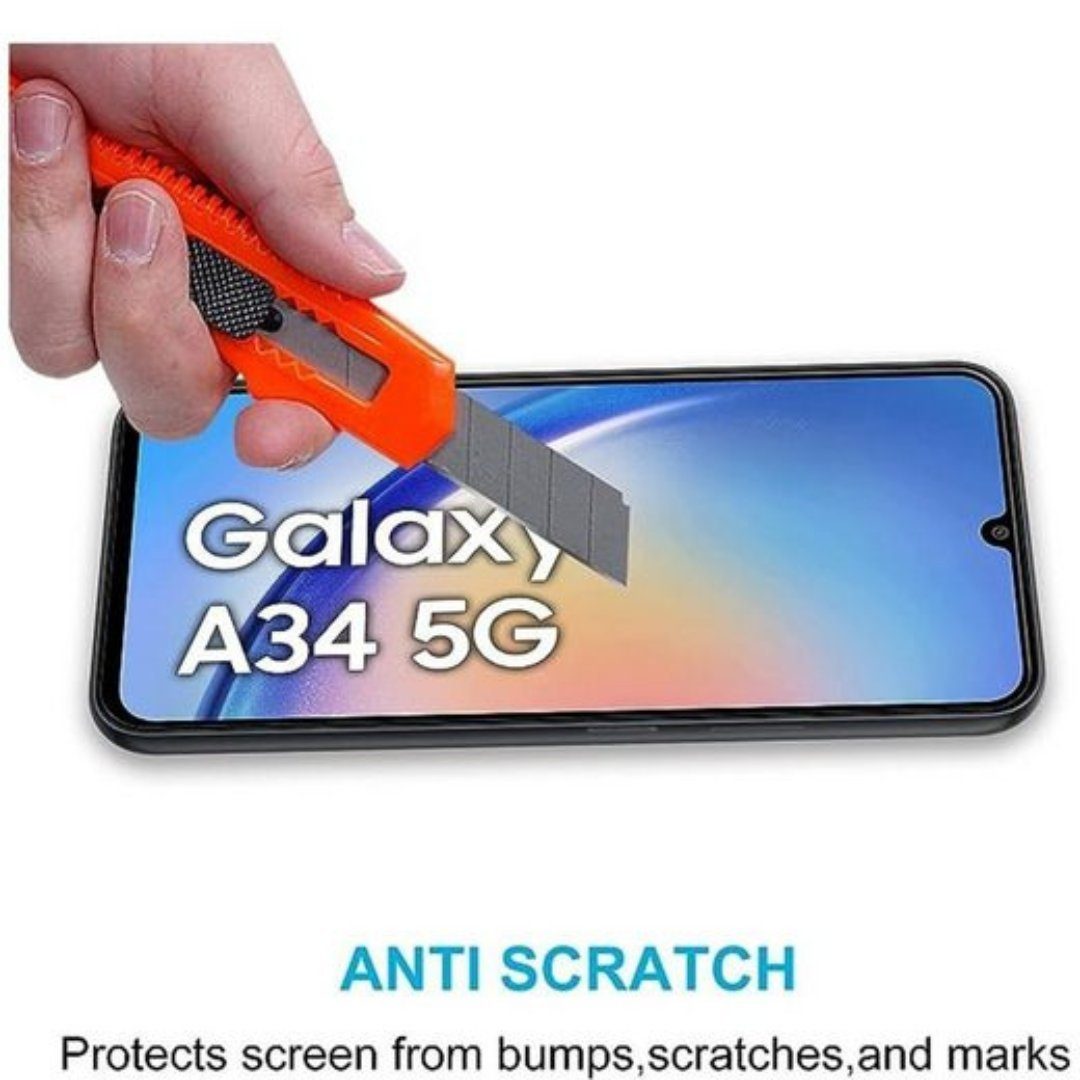 SmartUP Displayschutzglas für Samsung Galaxy A34 5G Panzerfolie Schutzglas Display Kamera 9H für Samsung Galaxy A34 5G, 4 Stück – Bild 4 von 5
