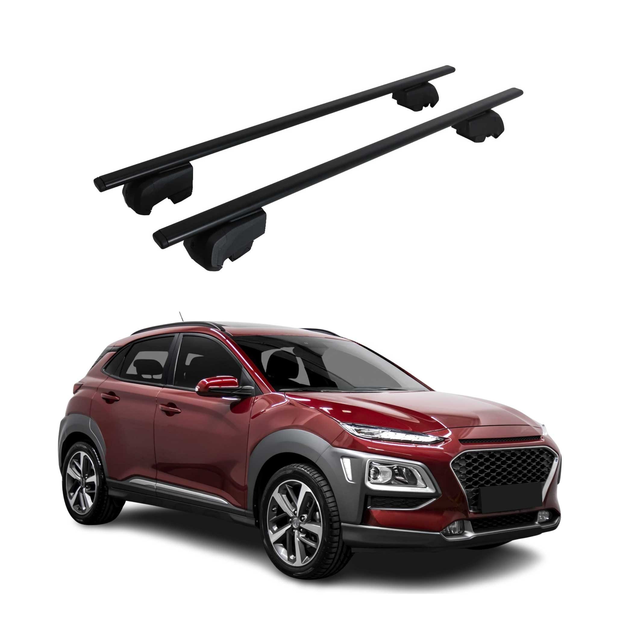 OMAC Dachträger Grundtäger für Hyundai Kona 2017-2023 75kg Metall Schwarz 2 tlg (2-St), Wasserbeständig,Abnehmbar,Multifunktional,Leichtgewichtig