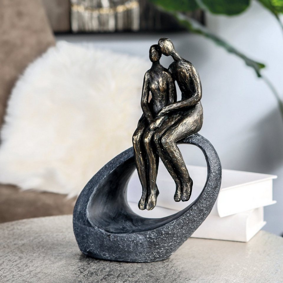 Casablanca by Gilde Dekofigur Skulptur Moment, bronzefarben/grau (1 St),  Dekoobjekt, Höhe 27, Pärchen, mit Spruchanhänger, Wohnzimmer