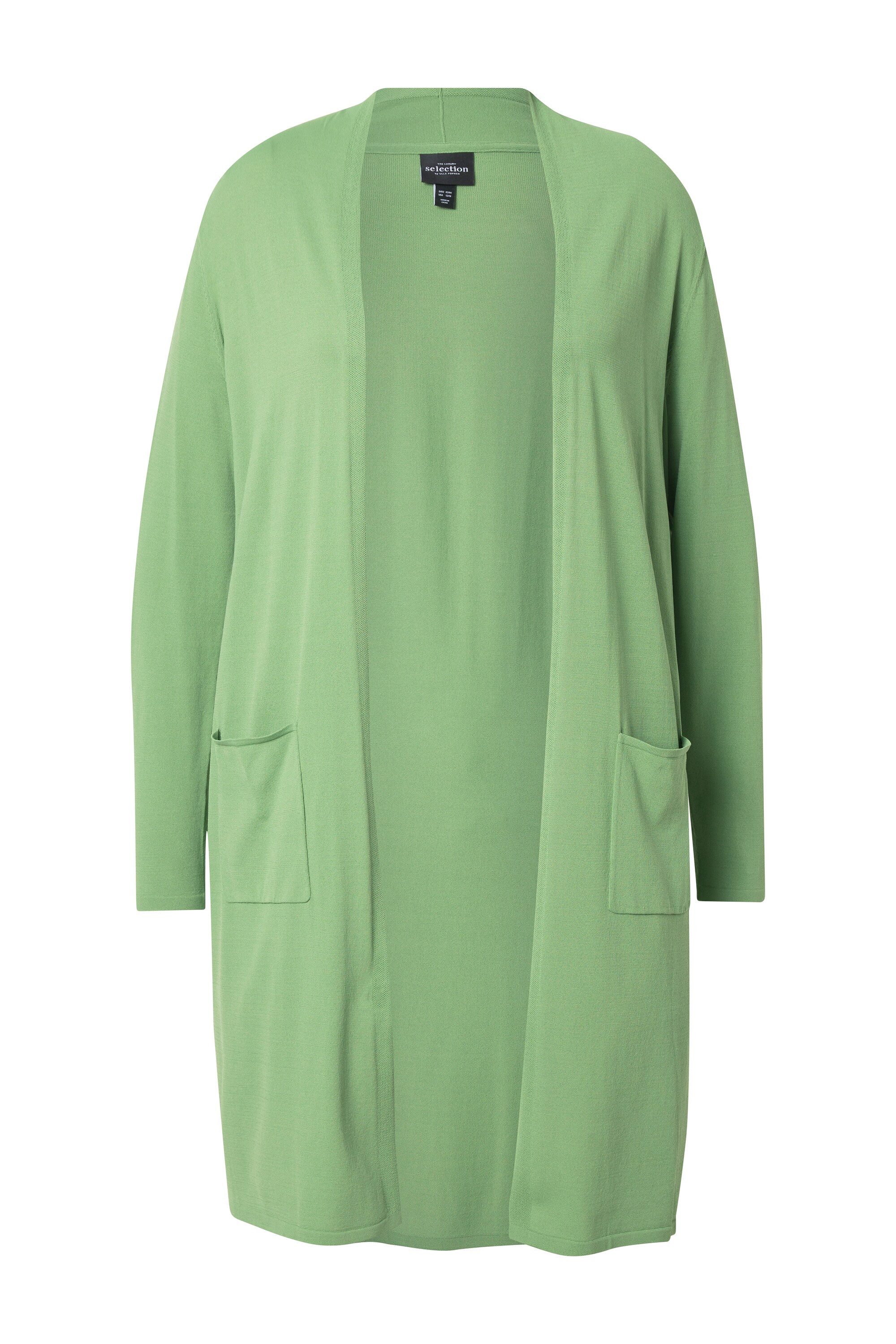 Ulla Popken Langjacke Long-Strickjacke Stehkragen offene günstig online kaufen