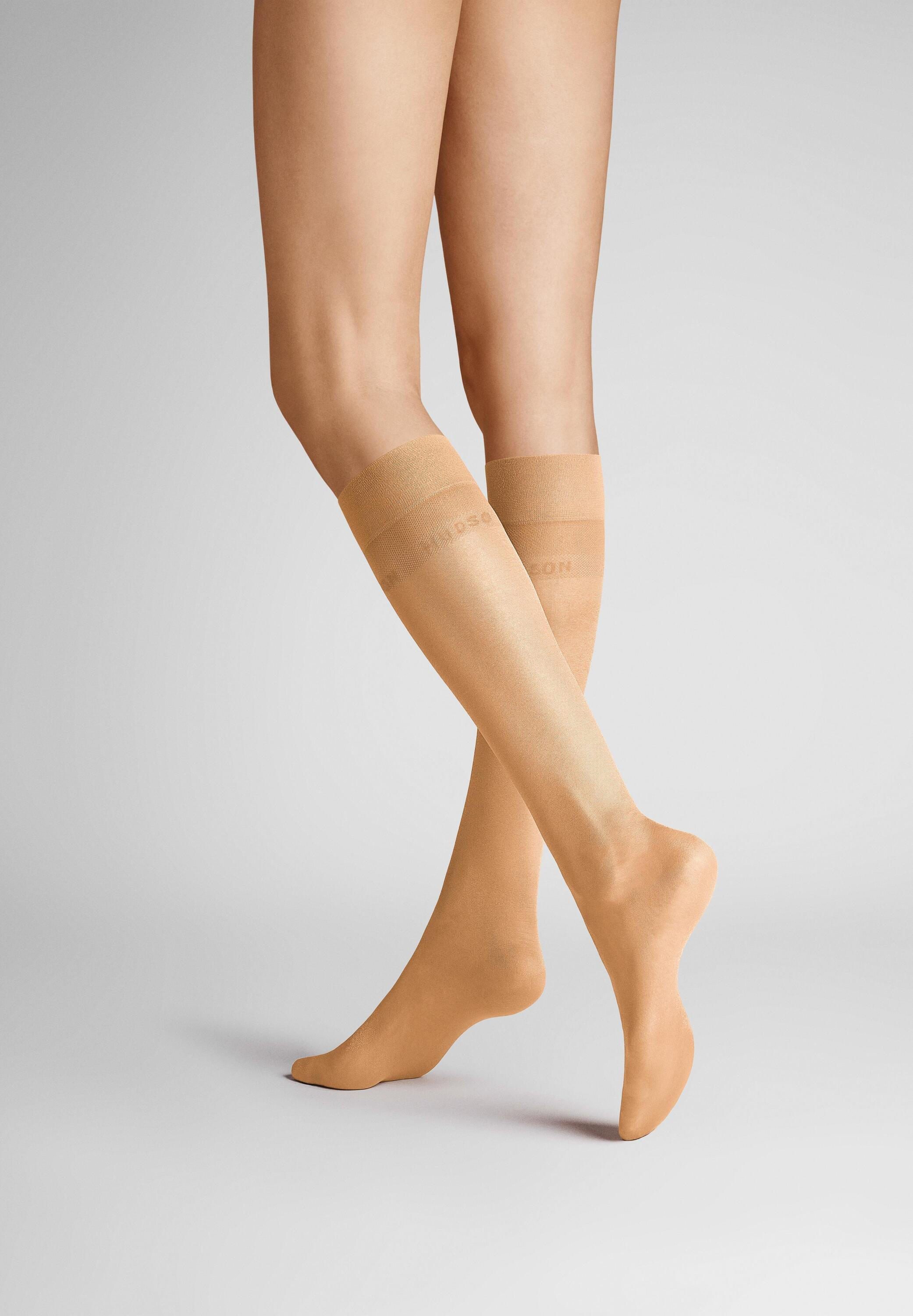 Hudson Feinkniestrümpfe Glamour 20 (1-Paar) Kniestrümpfe mit edlem Glanz und 3-Zonen-Komfortbund