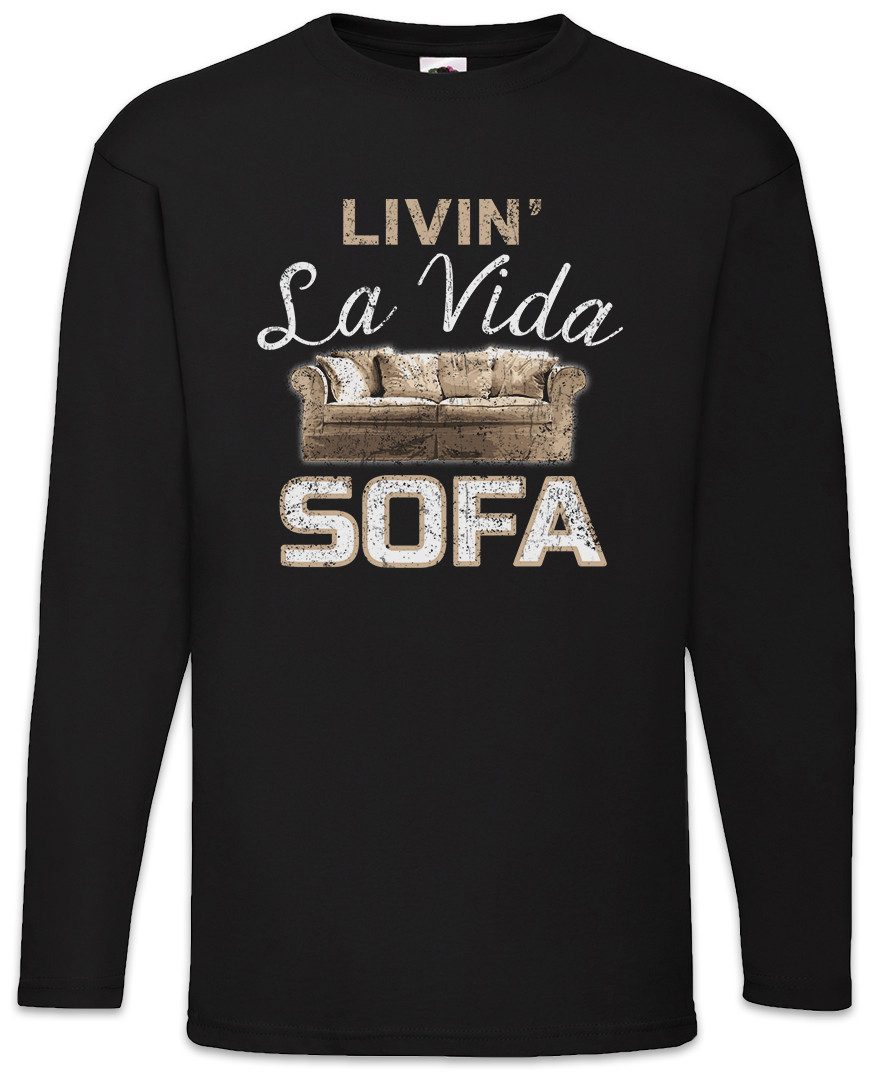 Langarmshirt Livin La Vida Sofa Langarm T-Shirt Couching Couch Potatoe Geek Nerd TV