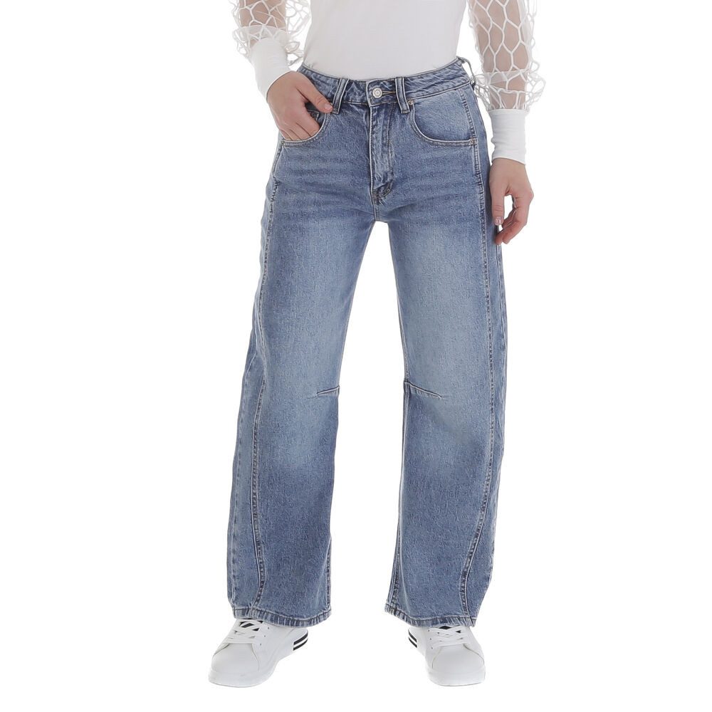 Ital-Design Slouchy Джинсы Weite Denim Джинсы für Damen – Komfortabel und Stilvoll (89867155) Used-Look Stretch High Waist Джинсы in Blau