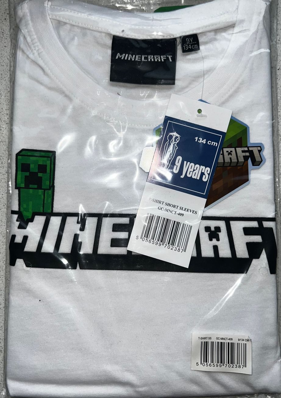 Minecraft T-Shirt MINECRAFT weiß T-Shirt Jungen + Mädchen 6 8 9 10 11 12 Jahre Minecraft Logoshirt