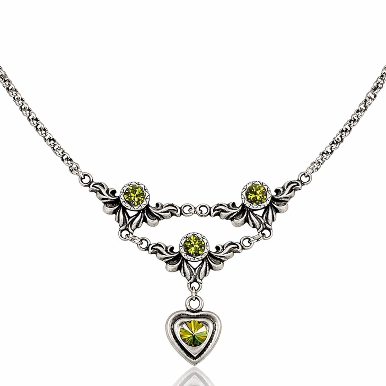 LUISIA® Kette mit Anhänger Halskette "Isabel" mit Premium Kristall Herz (inkl. Schmuckbox)