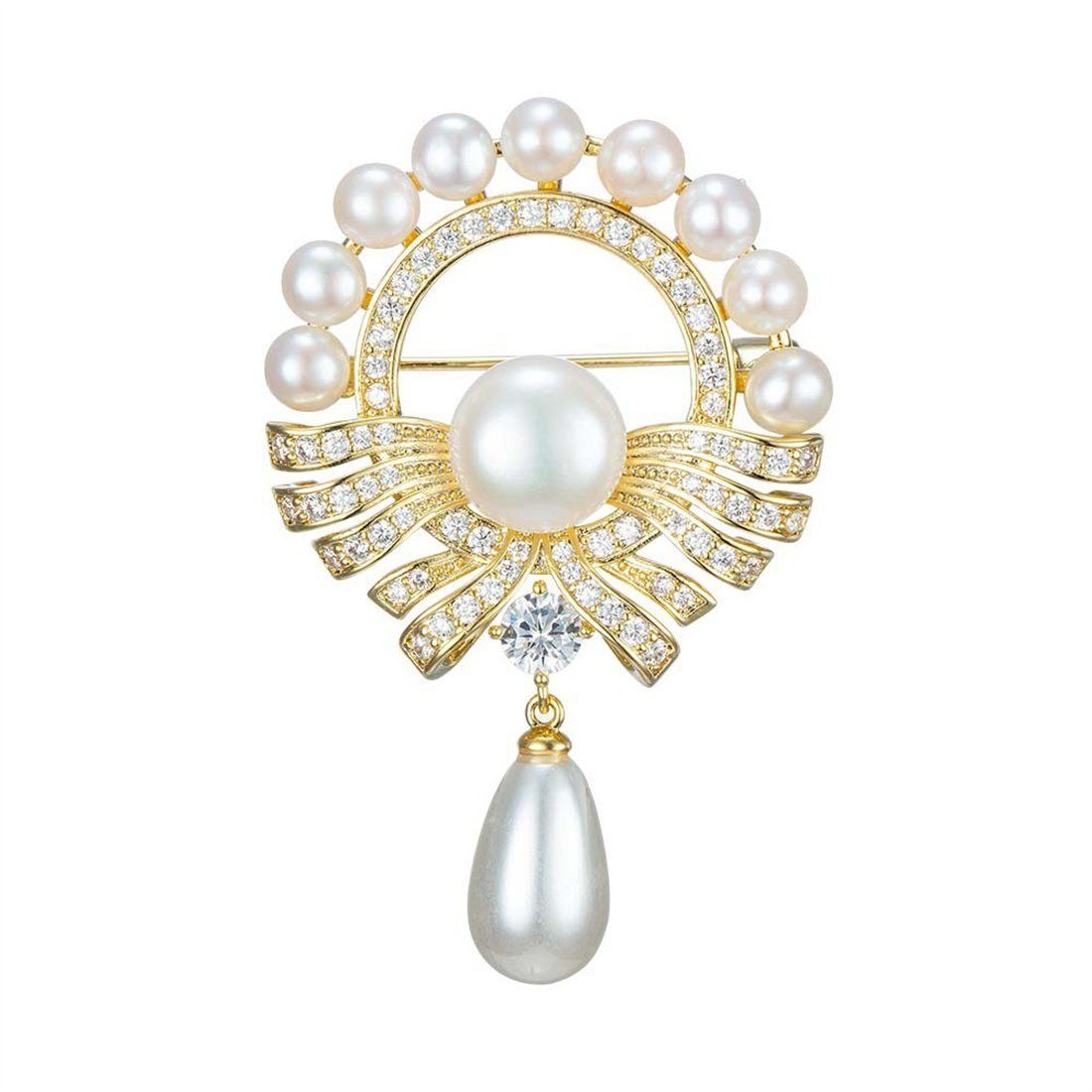 DAYUT Brosche Mode Korsage Nachahmung Perle Brosche, Geschenke für Frauen (1-tlg)