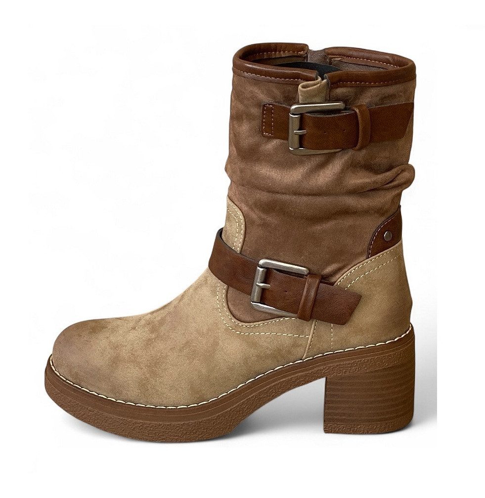 Pogolino 2530 Stiefelette Damen Stiefeletten Absatz ungefüttert mit Reißverschluss