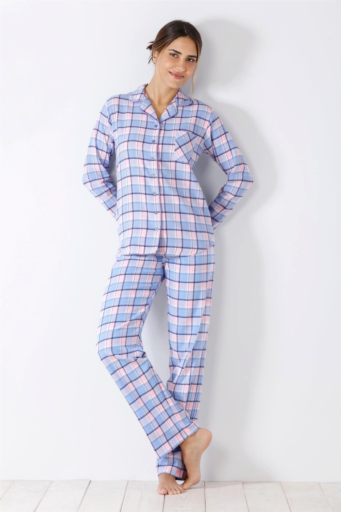 Hajo Schlafanzug Damen Schlafanzug Pyjama Web Flanell günstig online kaufen