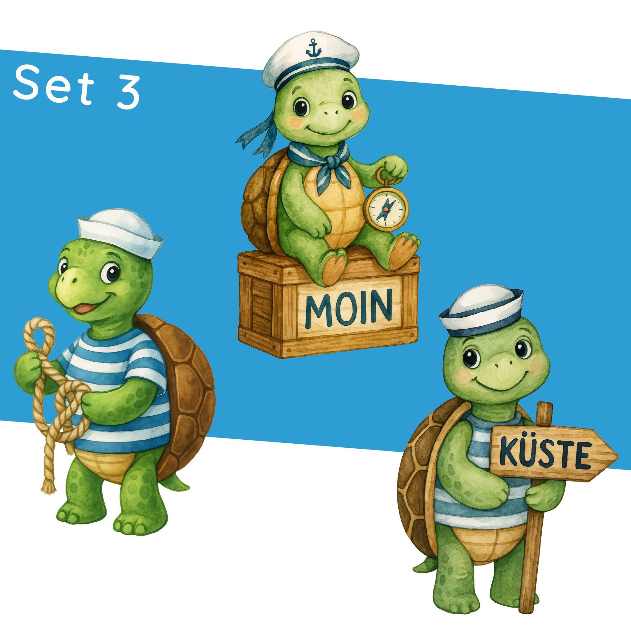 Sunnywall Wandtattoo Aufkleber Maritim Schildkröte - maritime Wanddeko für Kinderzimmer, selbstklebend, konturgeschnitten, rückstandslos entfernbar