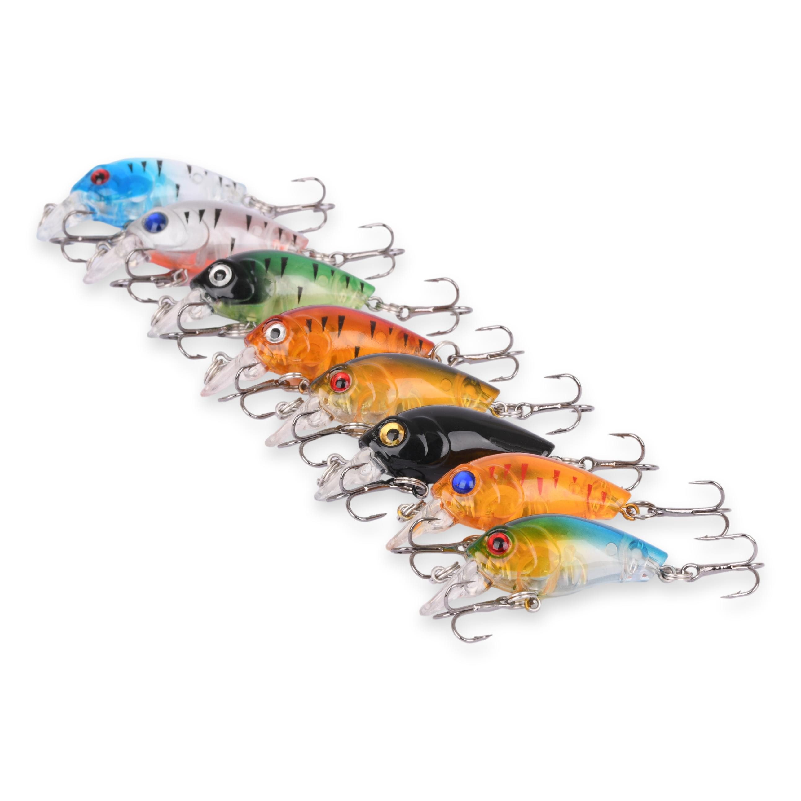 BernhStein Kunstköder Wobbler Set 8 tlg. 4,5 cm, 3,5g für Forelle/ Barsch/ Rapfen/ Döbel, (8-St)