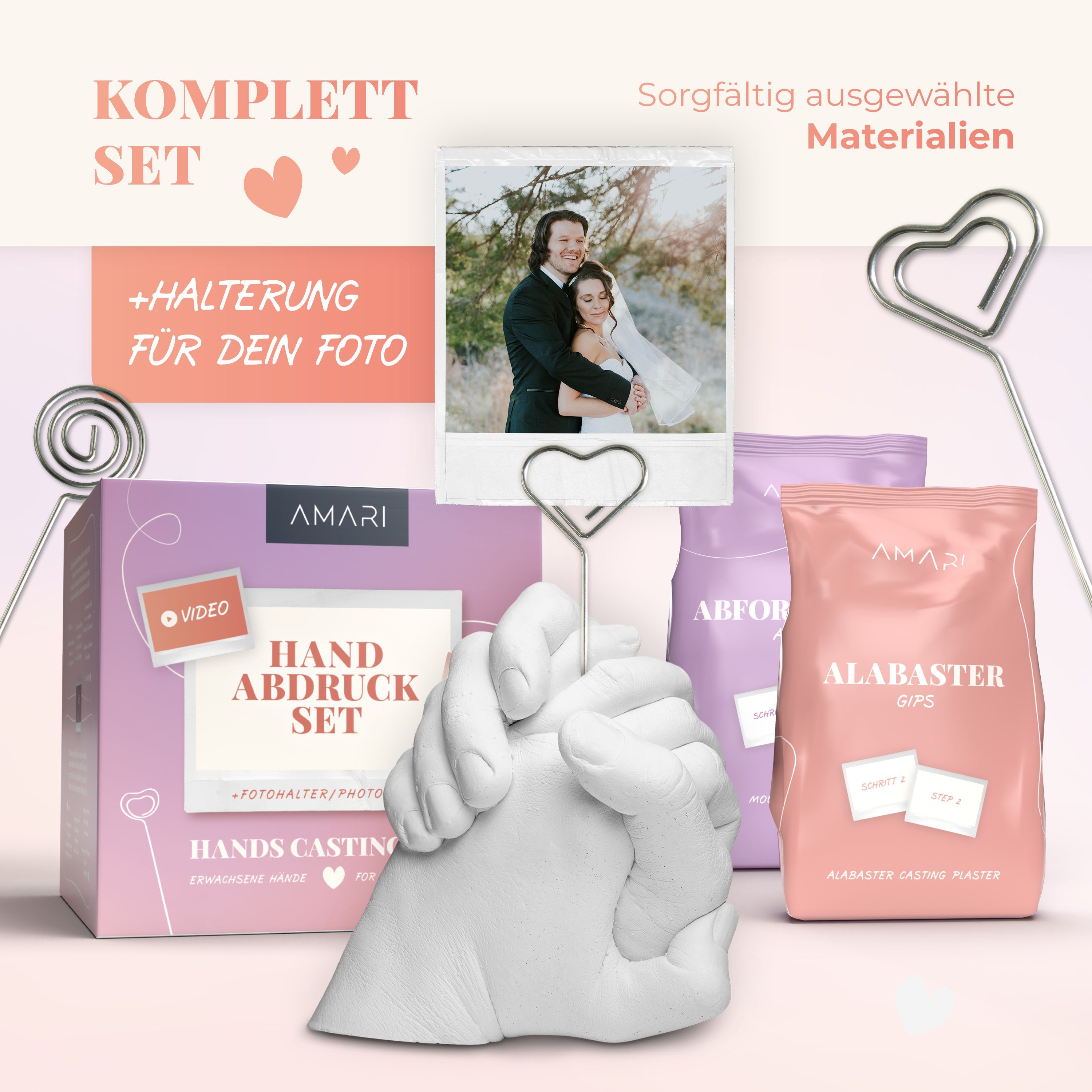 Amari Handabdruck-Set AMARI® Gipsabdruck Set Hände - Handabdruck Set für Paare