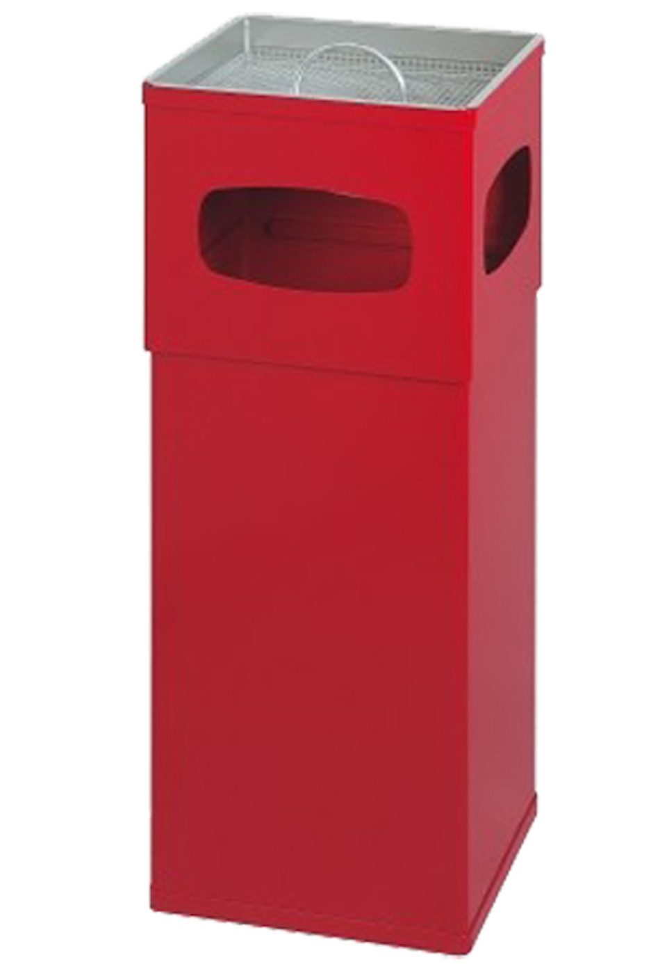 PROREGAL® Aschenbecher Kombiascher aus Aluminium mit Sieb, 50L, HxBxT 82x30x30cm, Silber