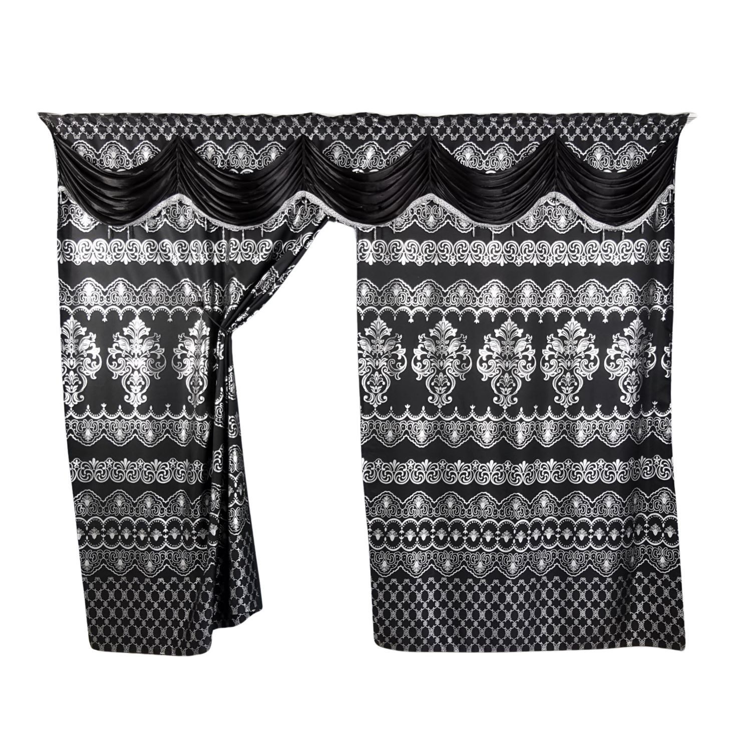 Gardinen by Justyna Verdunkelungsvorhang Barock Gardine Schwarz, Kräuselban günstig online kaufen