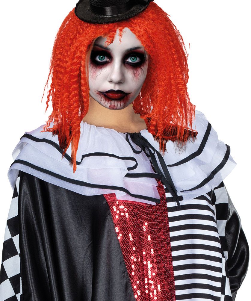 Karneval-Klamotten Kostüm Horror Pierrot Damen grusel Halloweenkostüm Narr, Damenkostüm Halloweenkostüm Clown Harlekin Cape Umhang Karneval
