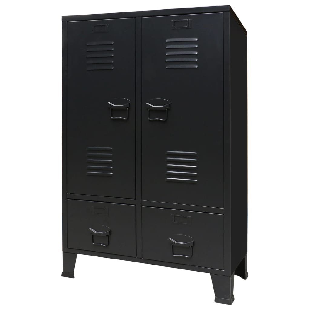 furnicato Kleiderschrank Metall Industrie-Stil 67 x 35 x 107 cm Schwarz