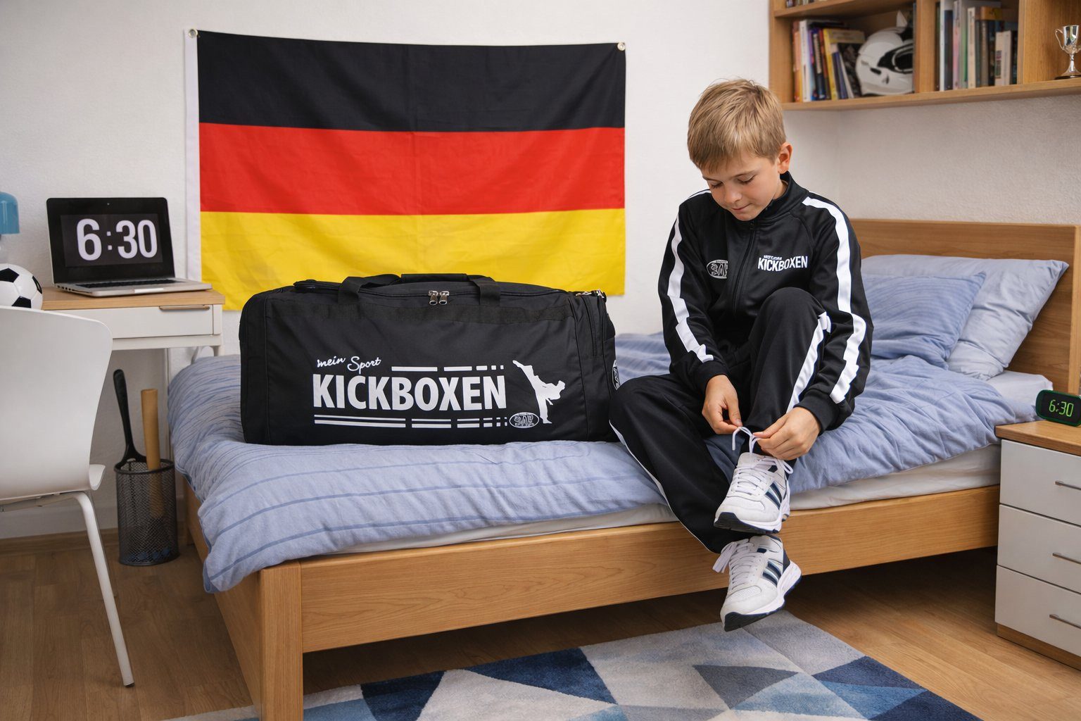 BAY-Sports Fahne Premium Deutschland Flagge - Deutsche Fahne - Deutschlandfahne 150 cm (1 Stück), Hissflagge für Fahnenmast, Inkl. 2 Messing Ösen, wetterfest