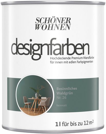 SCHÖNER WOHNEN-Kollektion Wand- und Deckenfarbe »Designfarben«, hochdeckend, Besinnliches Waldgrün, matt, 1 l
