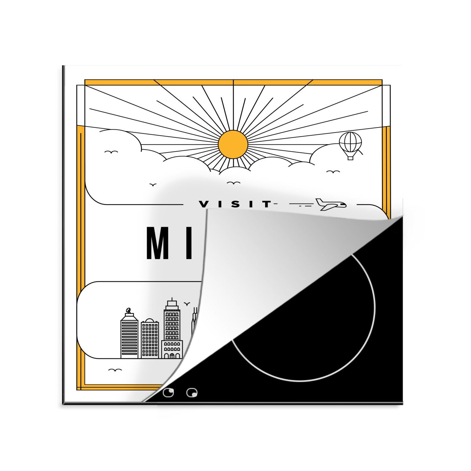 - tlg), Milano Herdblende-/Abdeckplatte Arbeitsplatte cm, - MuchoWow - Ceranfeldabdeckung, Skyline für Gelb, Vinyl, Weiß küche 78x78 (1