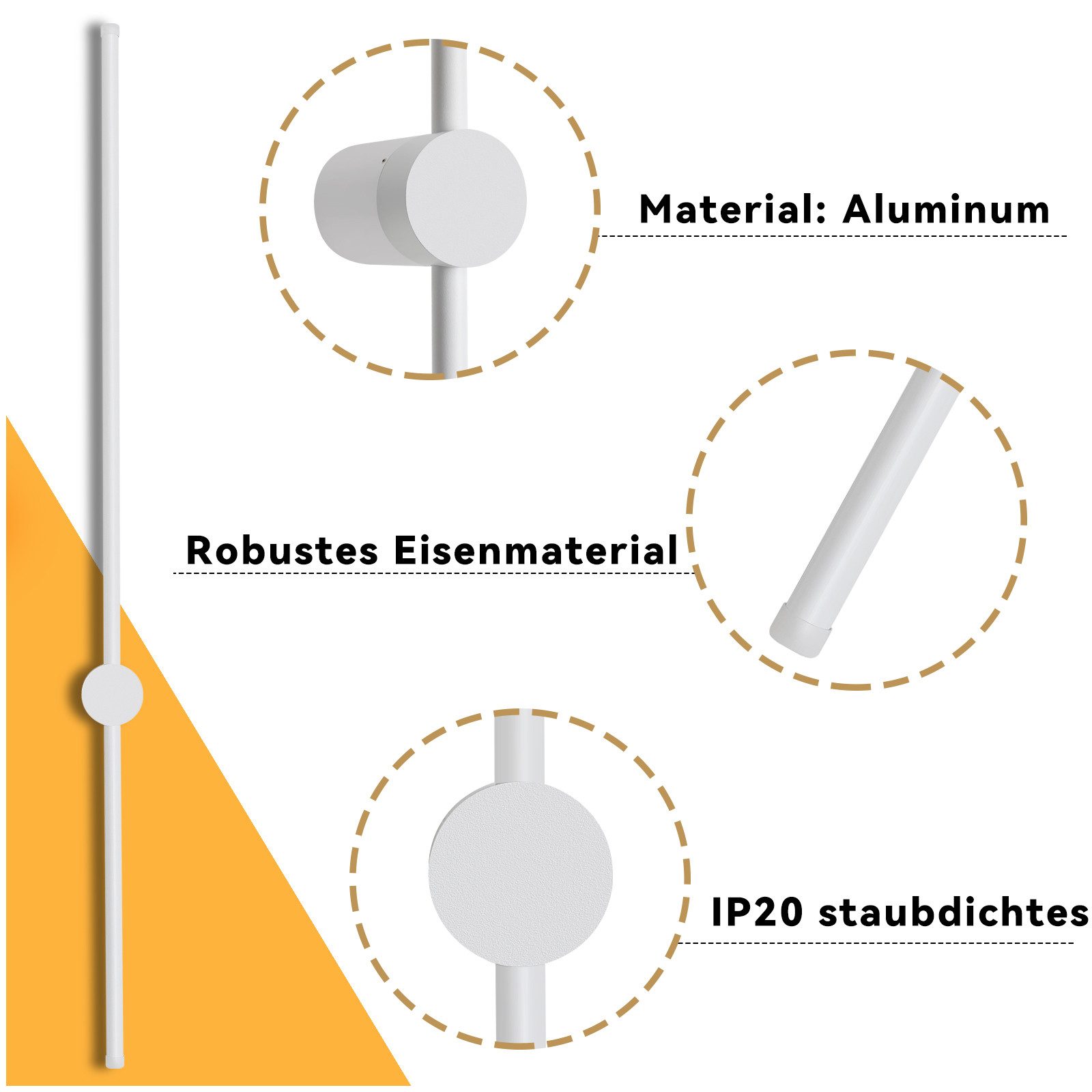 Nettlife LED Wandleuchte Innen Weiß 60/100CM Treppenhauslampe Modern Warmweiß 3000K, Schwenkbar, LED fest integriert, Warmweiß, Bettlampe Wandbeleuchtung für Flur Treppenhaus Schlafzimmer Wohnzimmer
