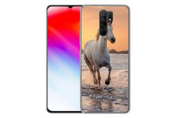 MuchoWow Handyhülle Pferde - Sonne - Meer - Strand - Tiere, Phone Case, Handyhülle Xiaomi Redmi 9, Silikon, Schutzhülle