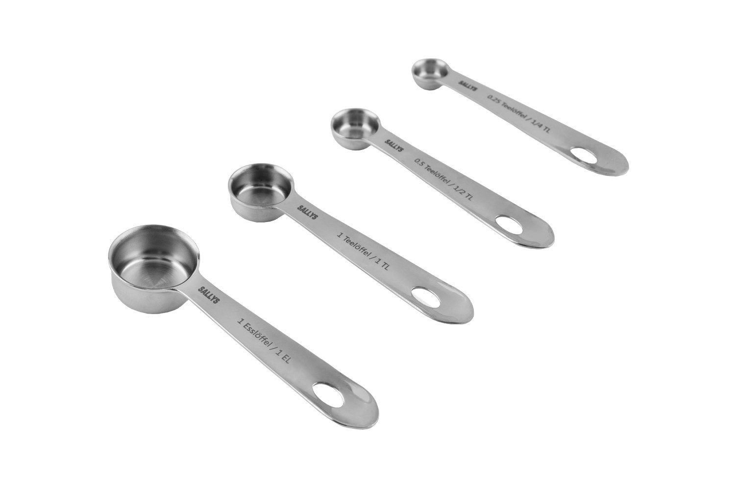 Sallys Messlöffel Set 4 Teilig - 0,25 TL / 0,5 TL / 1 TL / 1 EL, (4-St., Teilig)