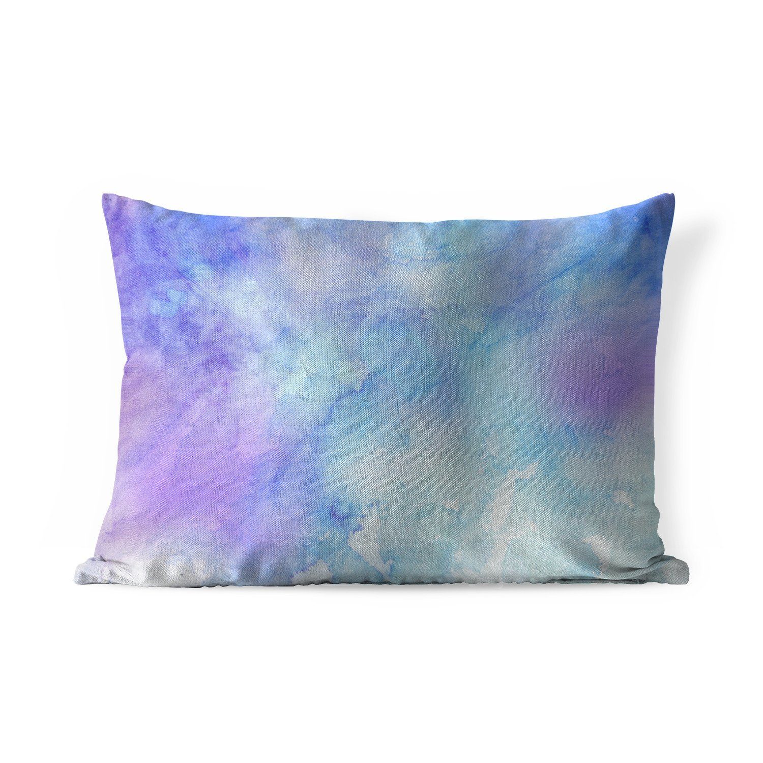 MuchoWow Dekokissen Aquarell - Lila - Hellblau, Outdoor-Dekorationskissen, Polyester, Dekokissenbezug, Kissenhülle