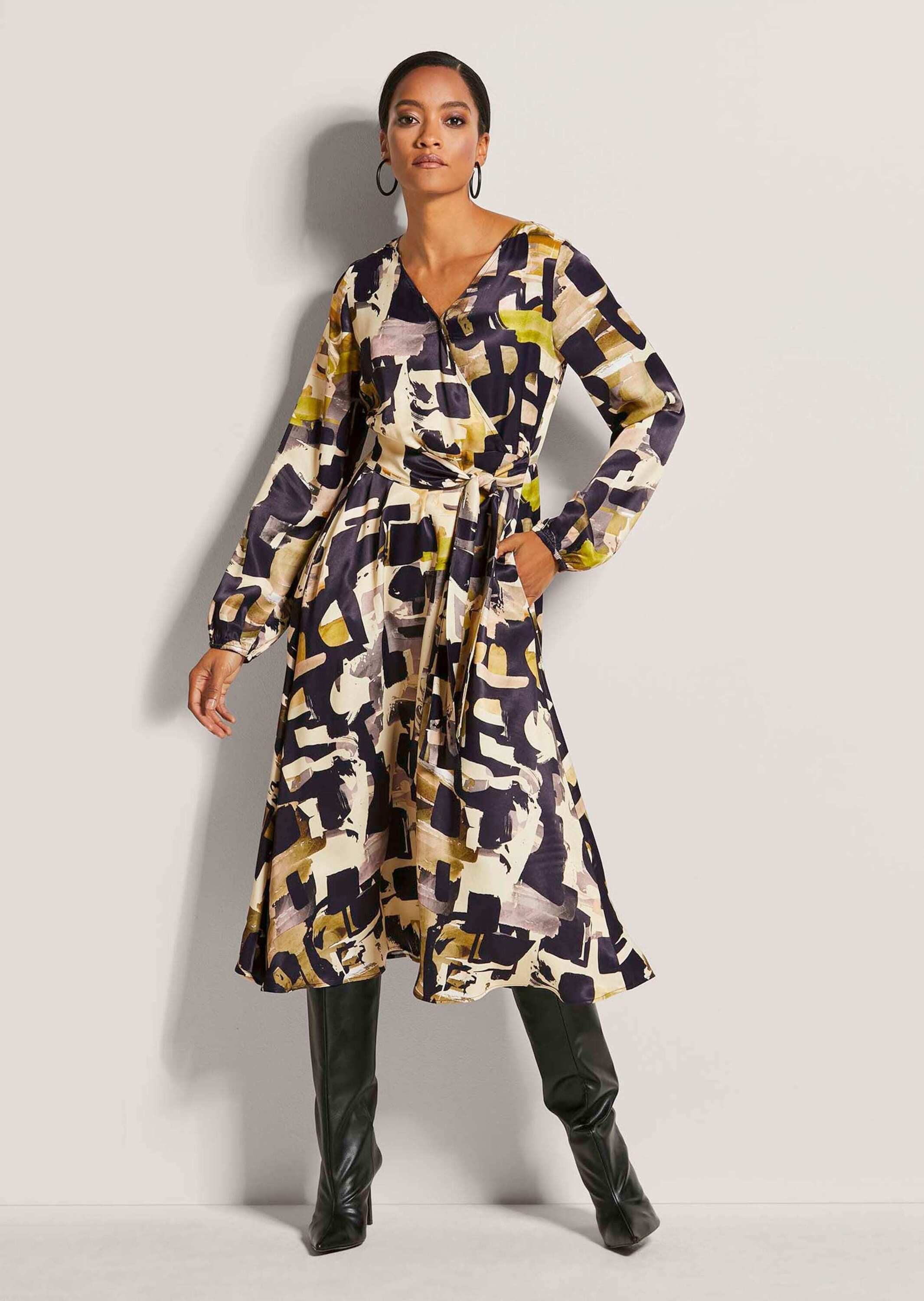 Maxikleid Kleid mit Bindegürtel