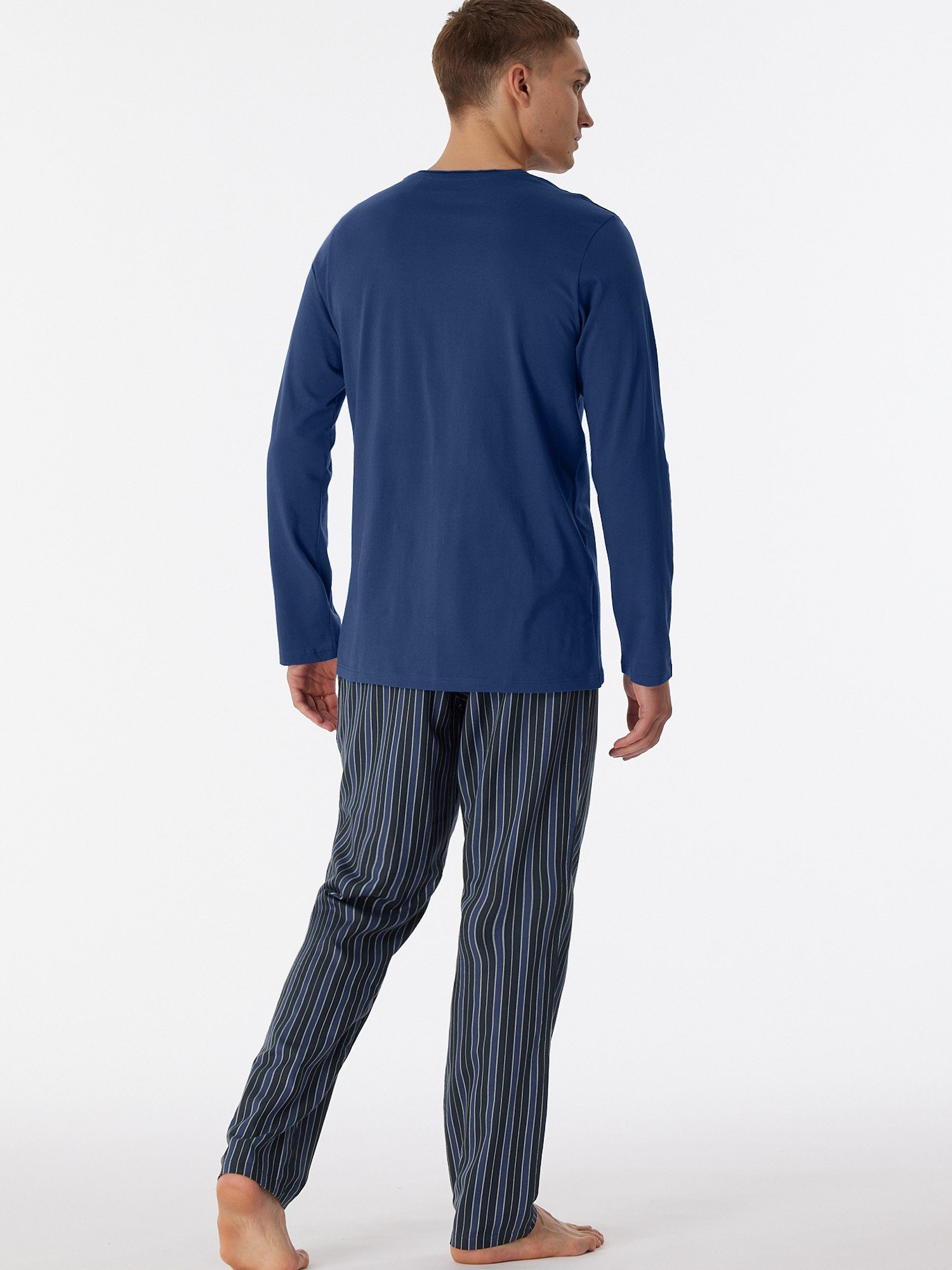 Schiesser Pyjama Selected schlafanzug pyjama navy Premium schlafmode