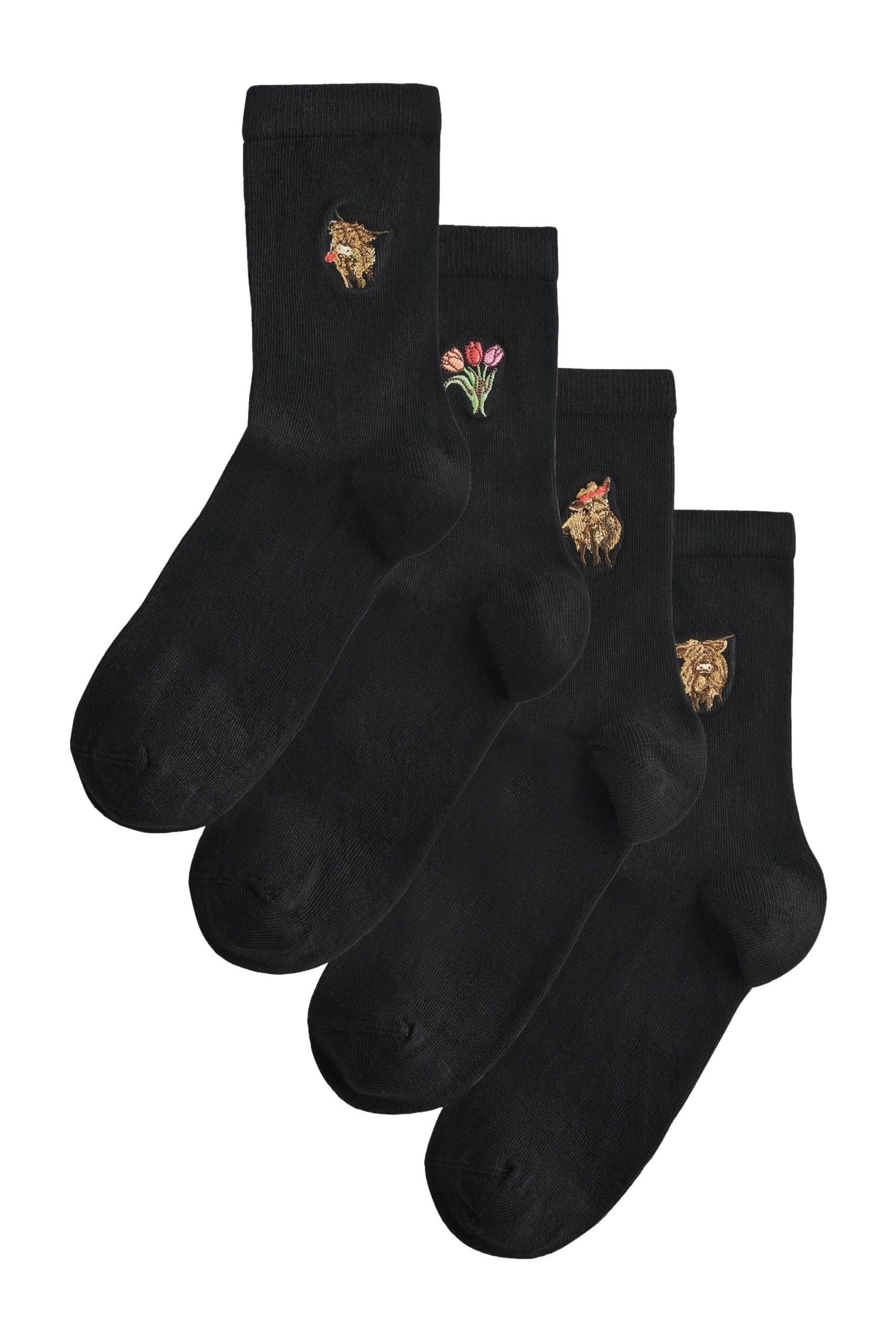 Next Kurzsocken 4er-Pack Söckchen mit gestickten Hundegesichtern (1-Paar)