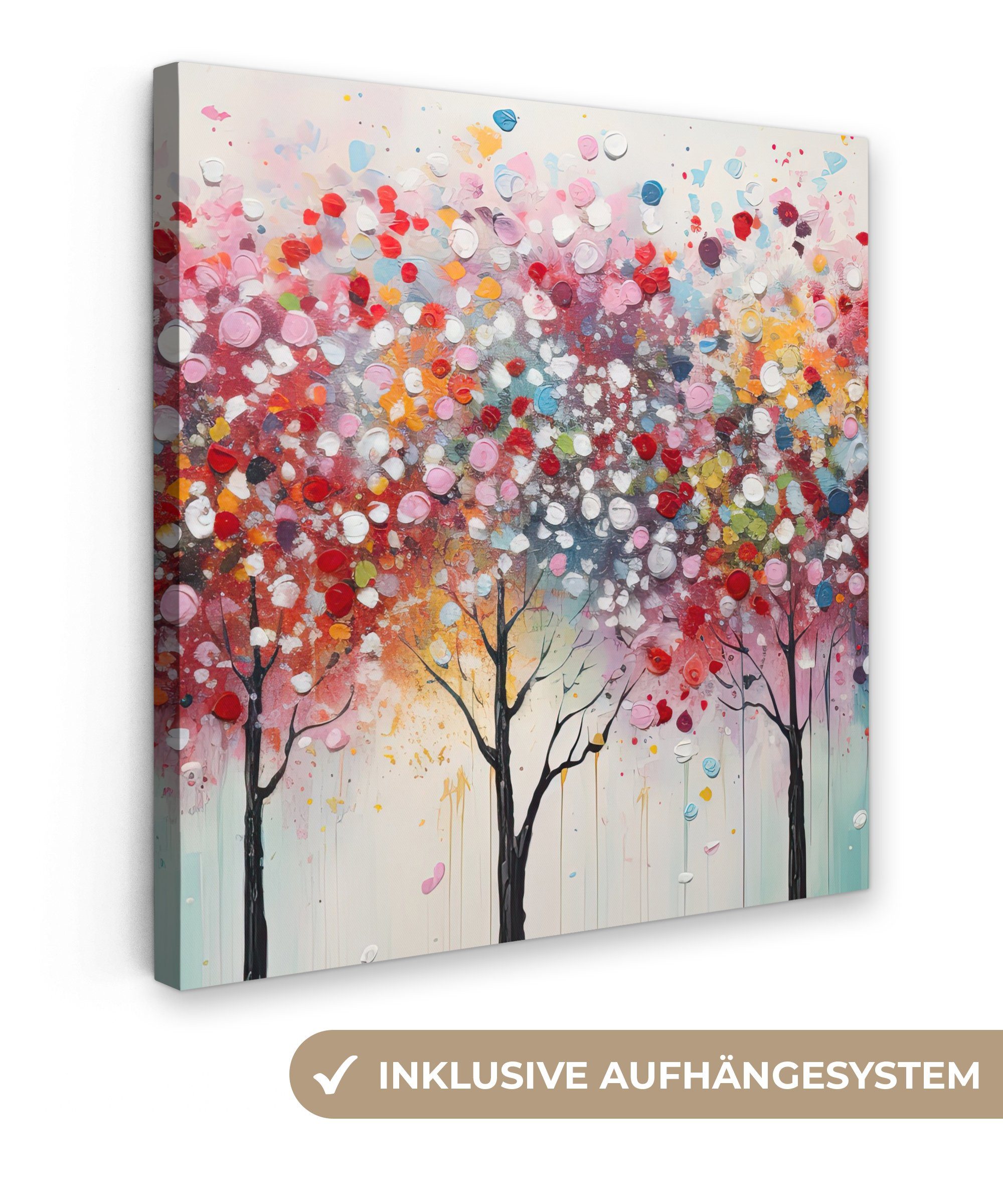 OneMillionCanvasses® Leinwandbild Kunst - Bäume - Natur - Acryl, (1 St), Leinwand Bilder für Wohnzimmer Schlafzimmer, 20x20 cm