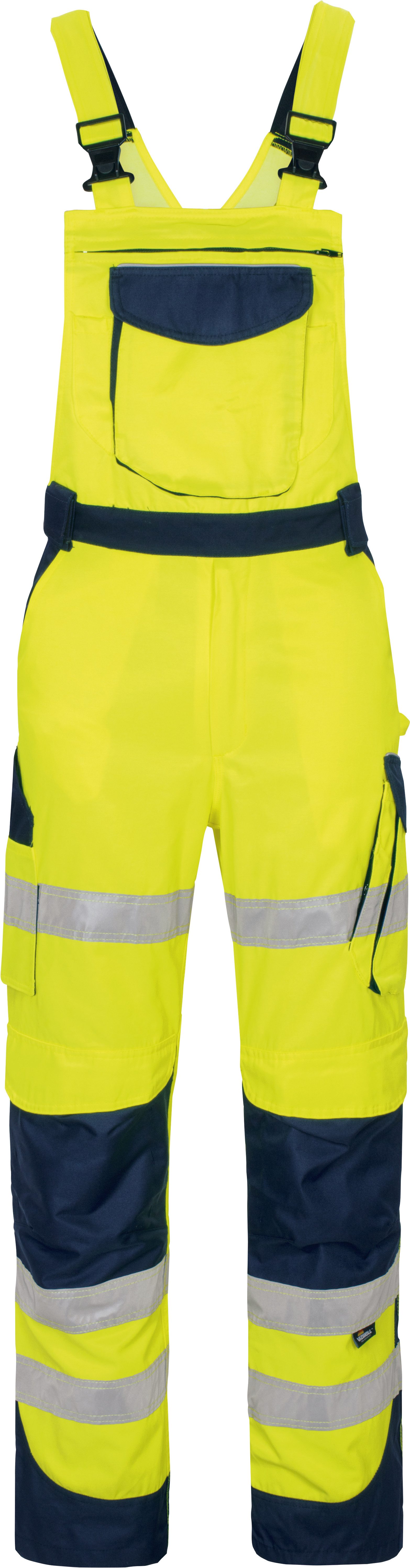 vizwell Arbeitslatzhose Warnschutz Latzhose Herren warnorange warngelb DIN zertifiziert, strapazierfähig, Knietasche aus Oxford-Material