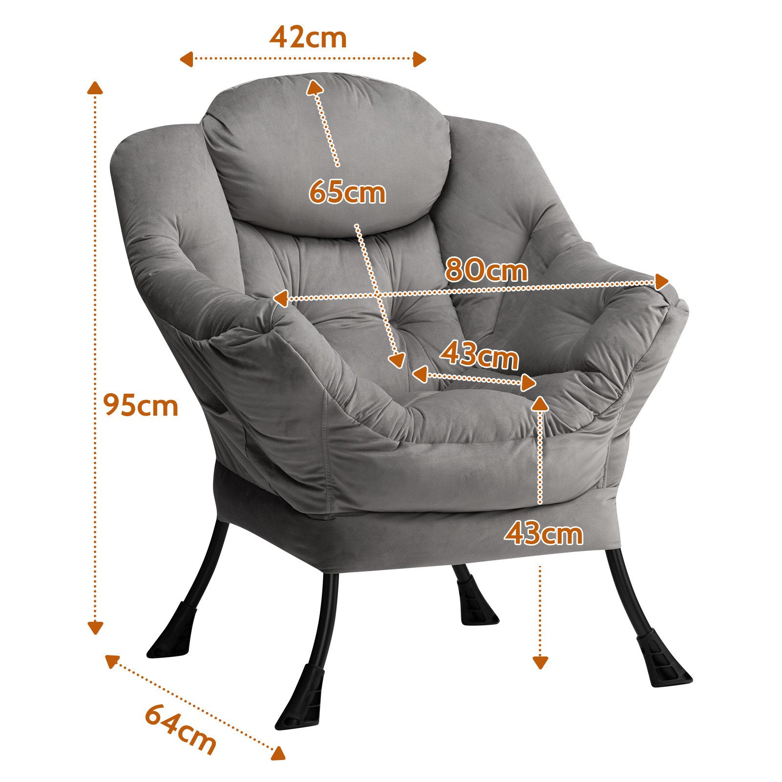 SKYMOVE Ohrensessel Relaxsessel mit Hocker ergonomisch, Loungesessel bequem weich (Set)