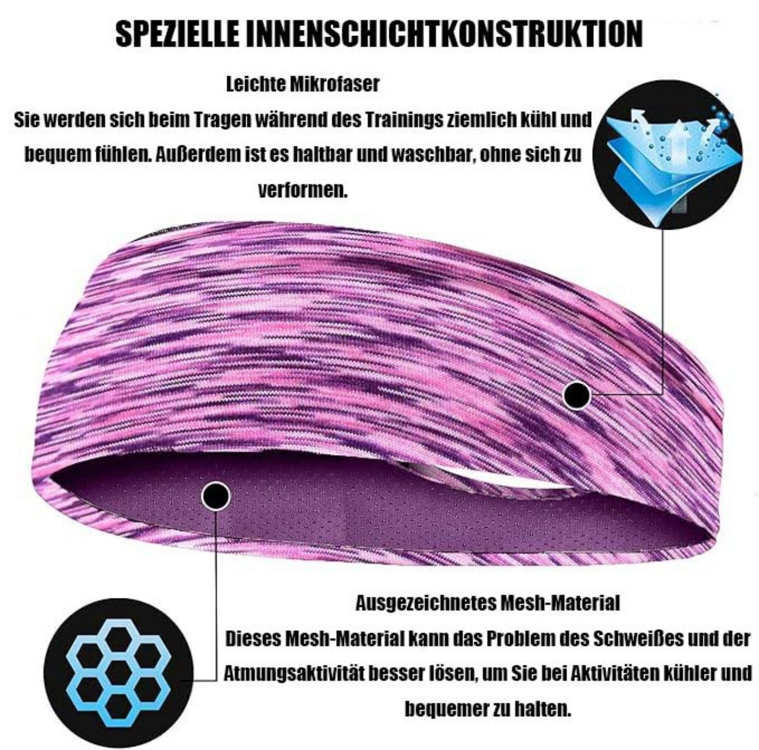 Zaewry Stirnband Elastische Haarband Breit Schnelltrocknend Schweißband Stirn (4-St)