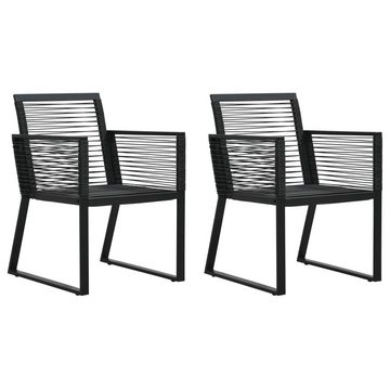 vidaXL Garten-Essgruppe 3-tlg. Garten-Essgruppe PVC Rattan Schwarz, (3-tlg)