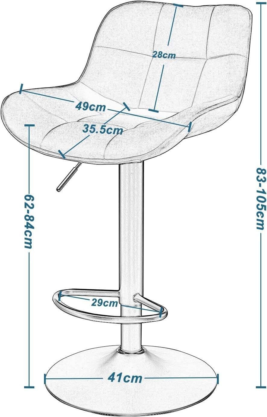 EUGAD Barhocker (1 St), Samtbezug höhenverstellbar 360° drehbar aus Metall