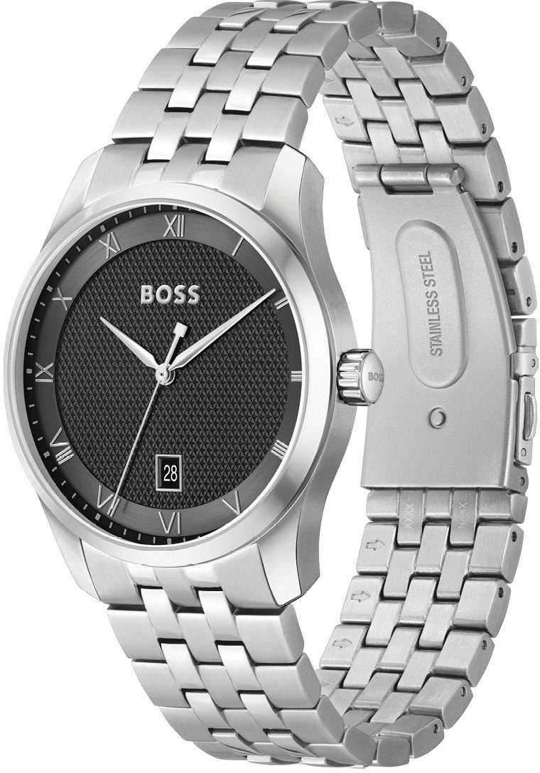 BOSS Quarzuhr PRINCIPLE 1514123, Herrenuhr, Armbanduhr, Datum, Edelstahlarm günstig online kaufen