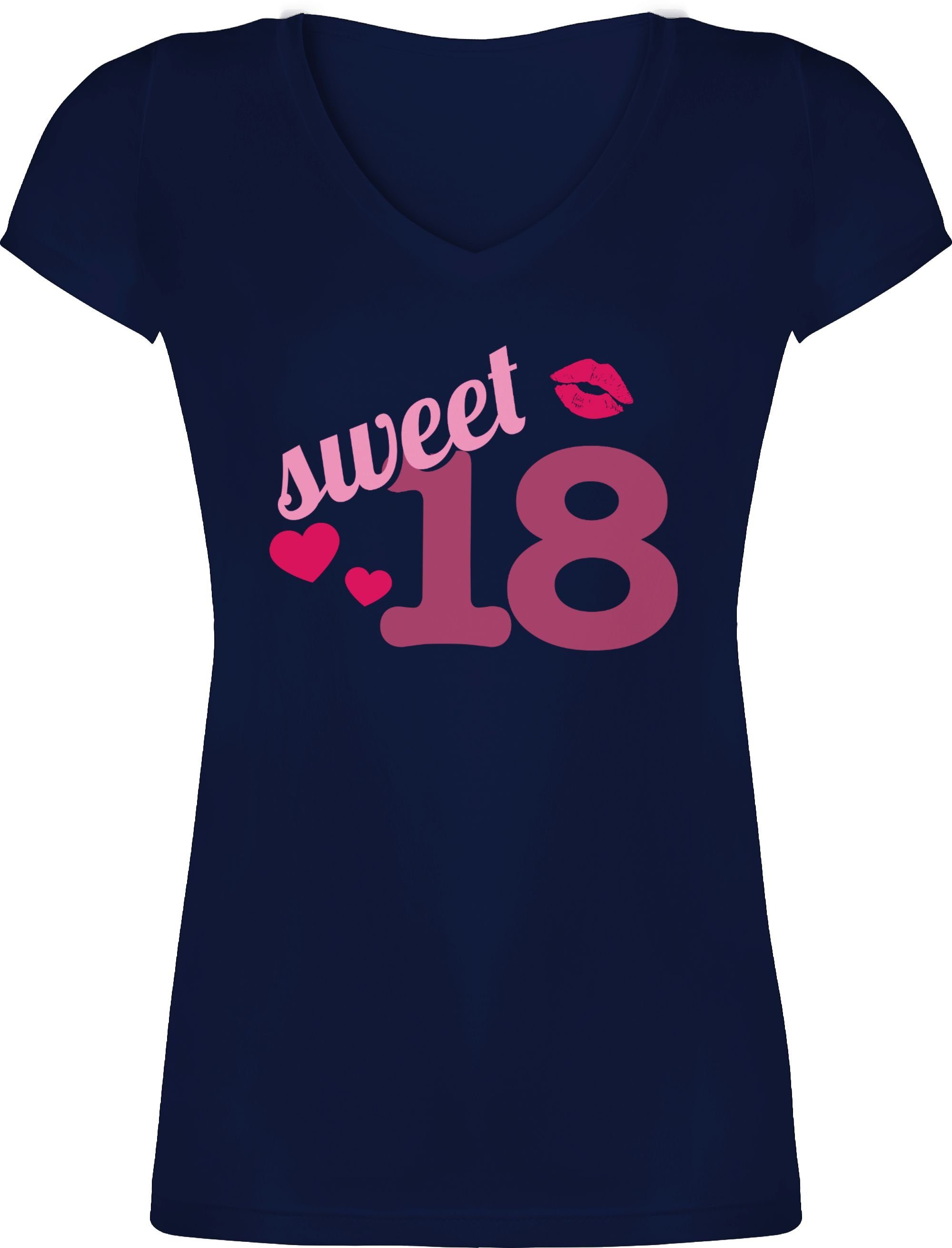 Shirtracer T-Shirt Sweet Eighteen - 18. Geburtstag - Damen T-Shirt mit V- Ausschnitt
