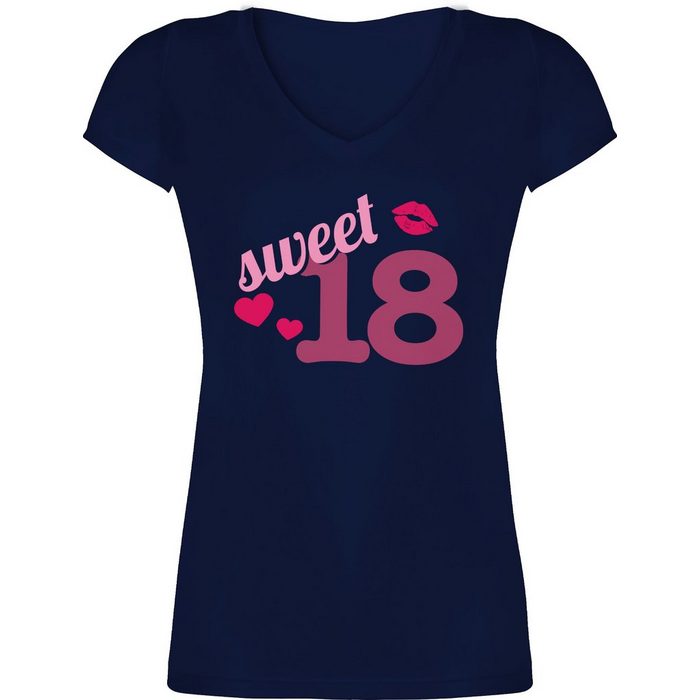 Shirtracer T-Shirt Sweet Eighteen - 18. Geburtstag - Damen T-Shirt mit V-Ausschnitt