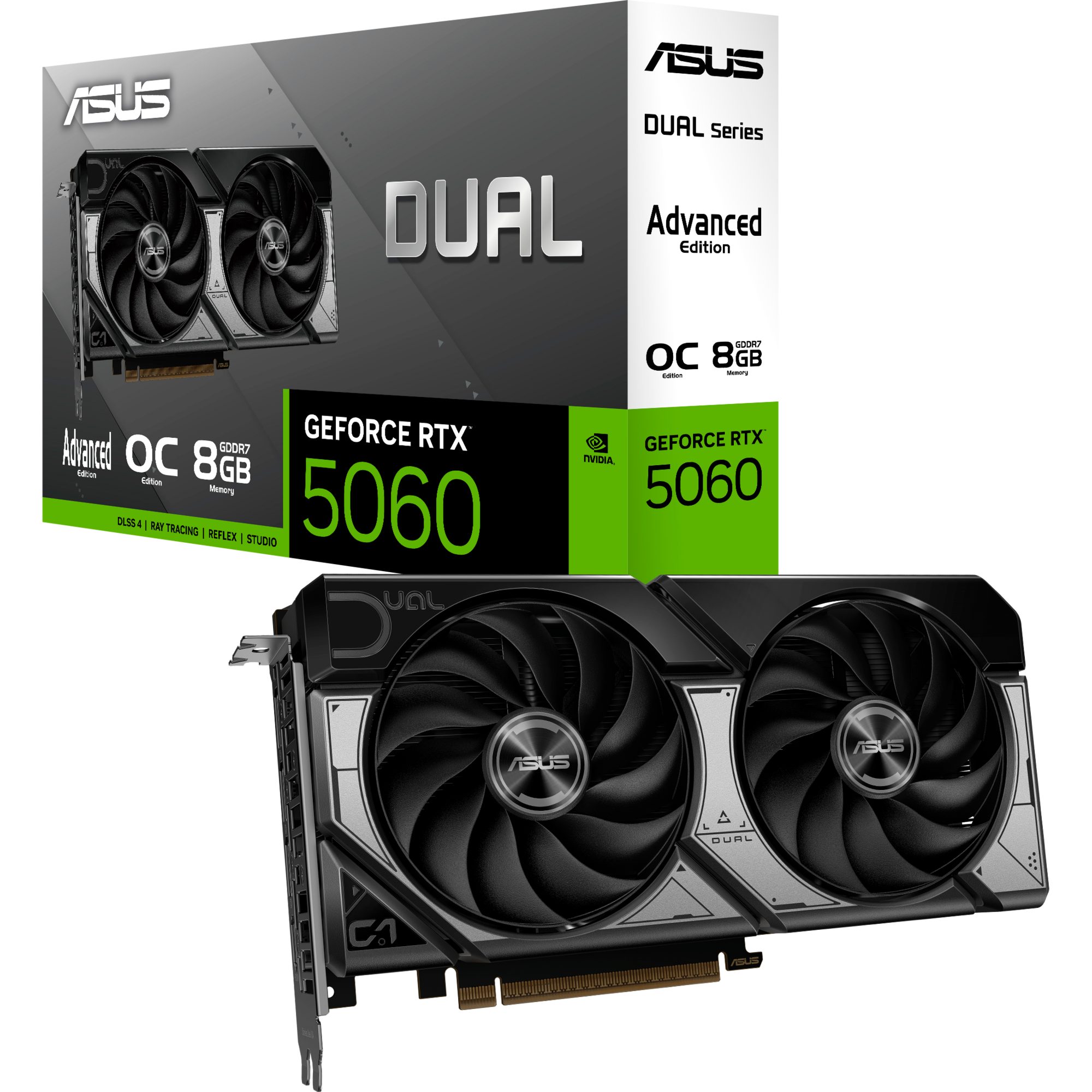 Asus ASUS GeForce RTX 5060 DUAL OC Edition Advanced 8GB, Grafikkarte, (DLSS Grafikkarte (8 GB, DLSS 5, 3x DisplayPort, 1x HDMI 2.1)