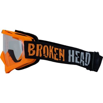 Broken Head Motorradbrille Crossbrille MX-2 Goggle Orange, Vorrichtung für Abreißvisiere
