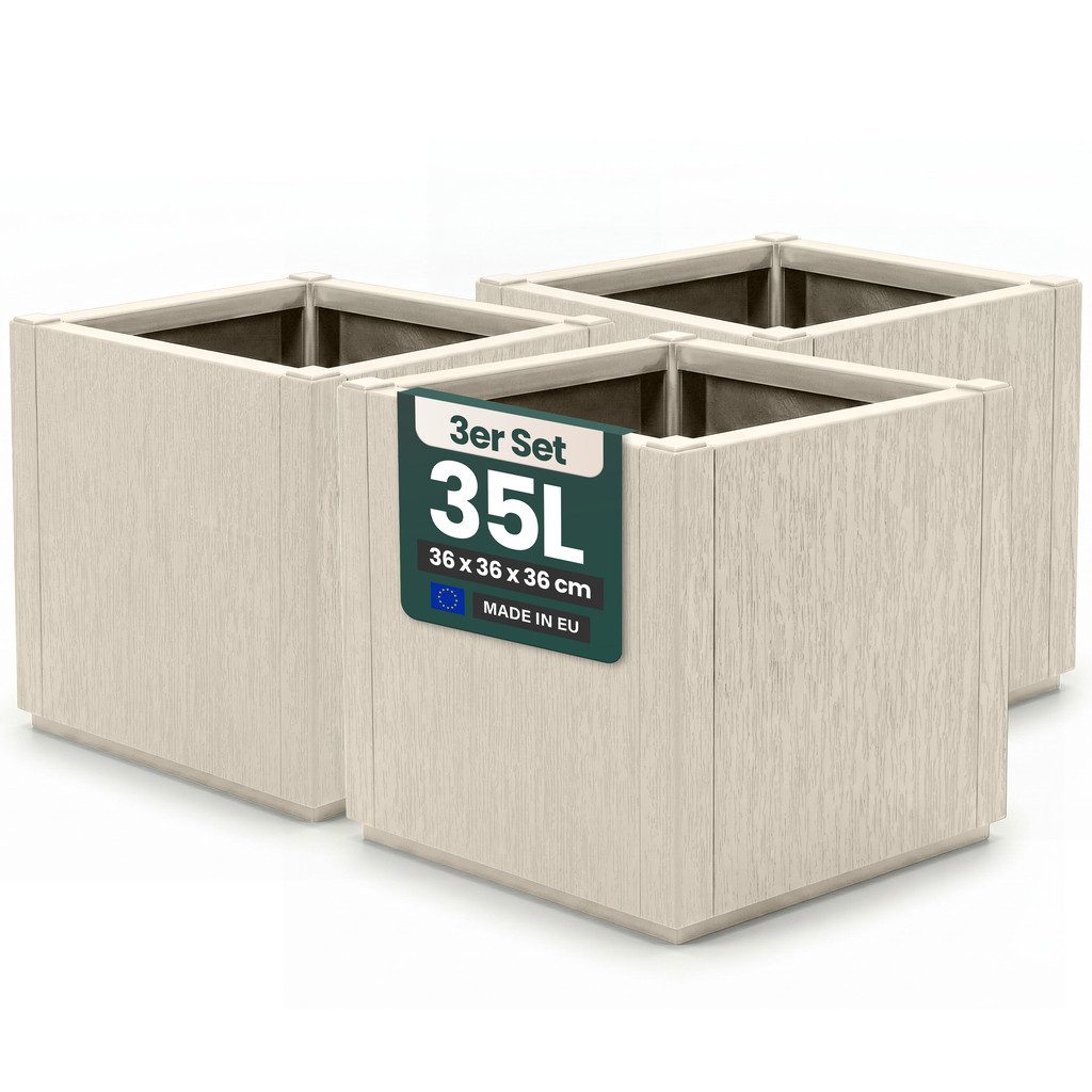 Kreher Pflanzkübel 'Ethica' in strukturierter Optik schmale Version (Farbe/Set wählbar) (3 St)
