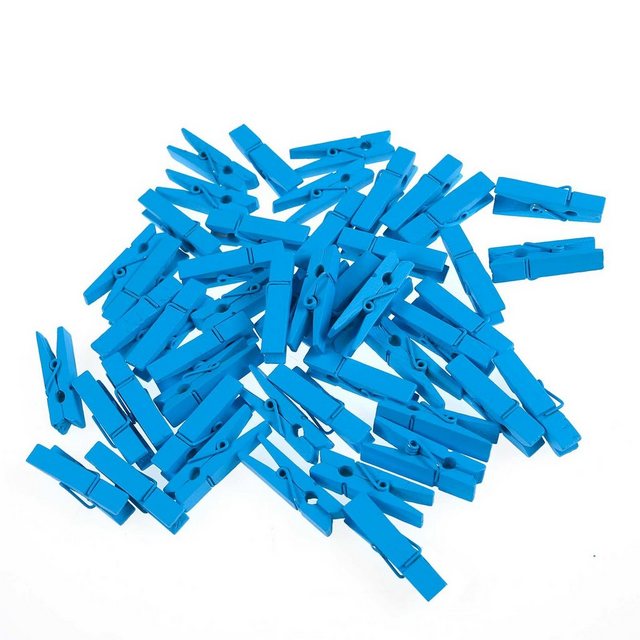 maDDma Wäscheklammern 50 Mini-Klammern aus Holz 35x7mm, dunkelblau